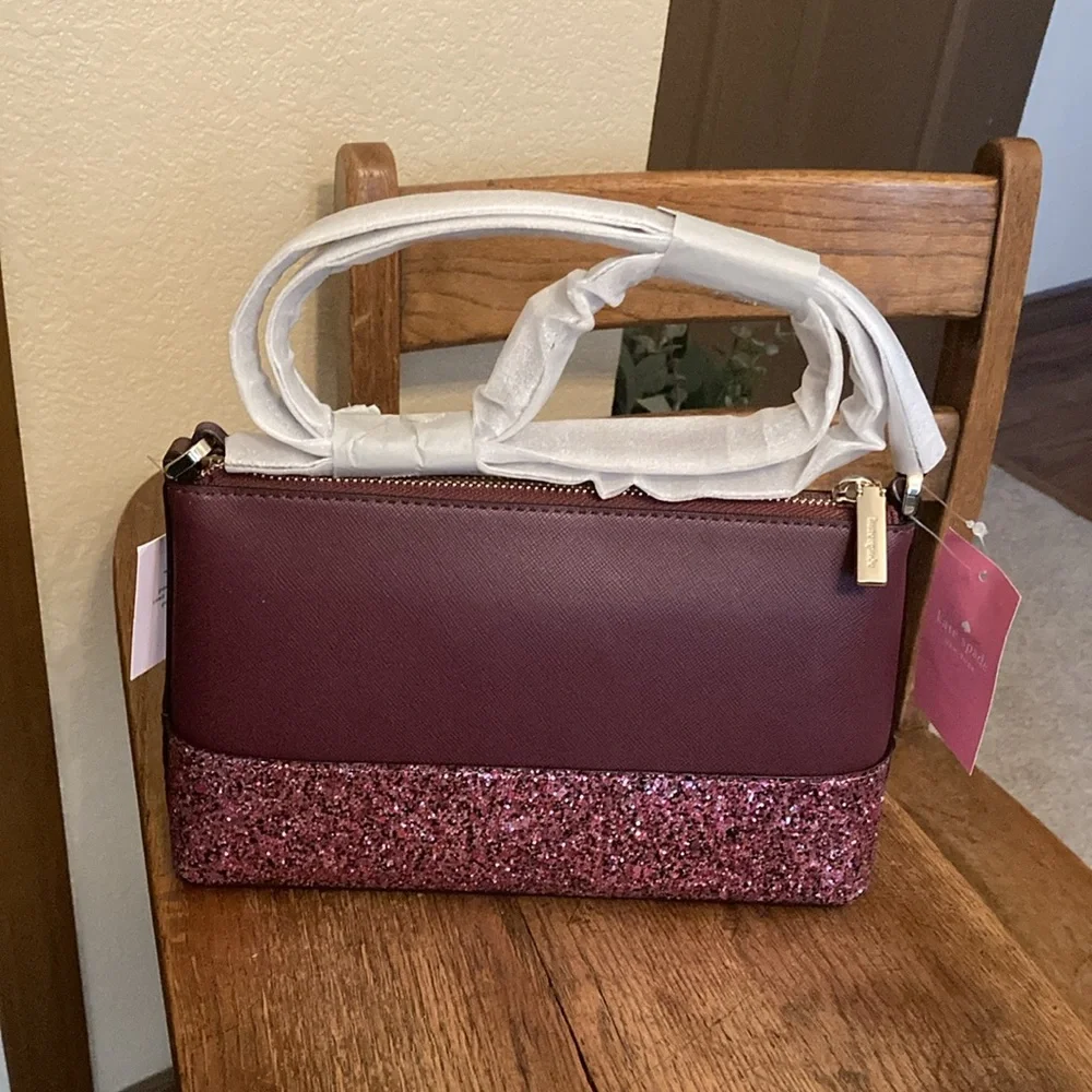 kate spade flash glitter cherrywood crossbody bag NWT